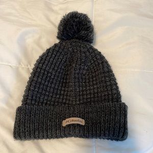 Columbia Black/Grey Knit Beanie with Pom Pom